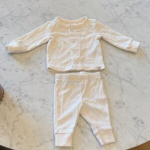 Carter’s Baby Ivory Ribbed Outfit Set Newborn 2 Piece Neutral Cotton Set